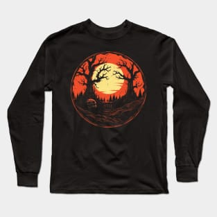 Spooky Halloween - Haunted Forest - Eerie Art Long Sleeve T-Shirt